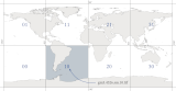 Equirectangular projection (EPSG:4326) tiling grid and file name convention used for mosaic distribution