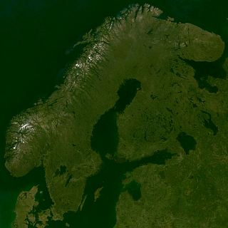 Landsat-Mosaik von Skandinavien