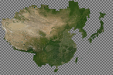 Musaicum East Asia with transparent oceans and alpha channel for seamless blending