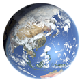 Whole earth in January with sea ice and clouds (East Asia)