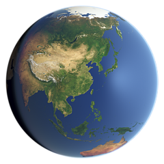 Gesamte Erde im Juli mit Meereis  (Ostasien)