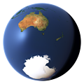 Whole earth view centered on Australia, New Zealand and the Antarctic