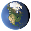 Whole earth in July with sea ice (North America)