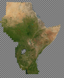 Musaicum East Africa with transparent oceans and alpha channel for seamless blending